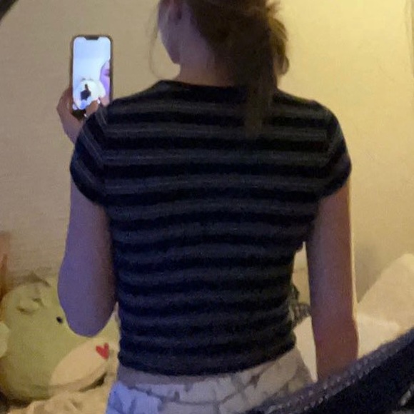 THREE DIFFERENT GARAGE STRIPED SHIRTS, IN BLUE, RED AND WHITE WITH TAN!! - Picture 7 of 8